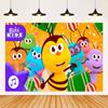 Cartoon Photo Backgrounds Bichi Kids 1st Birthday Party Baby Shower Decoration Rainbow Ant Doll Friends Photo Background
