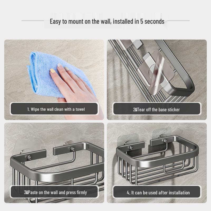 Punch-Free Wall-Mounted Bathroom Toilet Paper Holder - Washroom Roll Tissue Storage Box