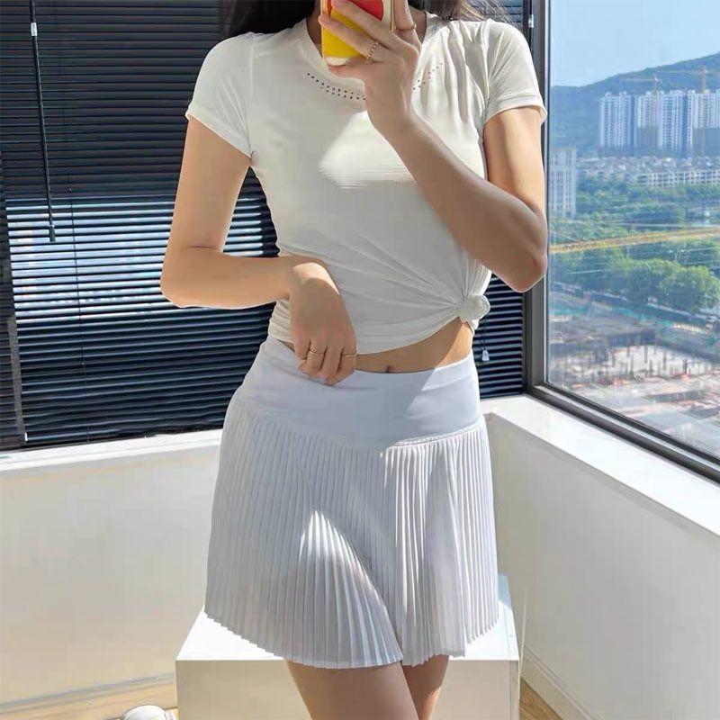 

Export Pleated Sports Skirt Women s Summer 2025 High Waist Pure Desire Style A- line Skirt Petite Short Dress Organ Tennis Skirt White XXL