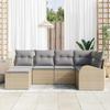 6 Piece Sofa Set with Cushions Beige and Light Grey Poly Rattan