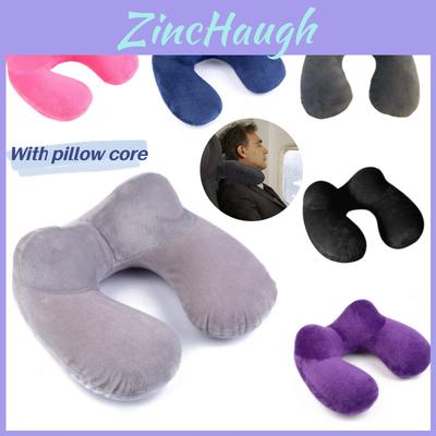 U-shaped Inflatable Neck Pillow Set For Travel With Camel Hump Design Soft And Comfortable