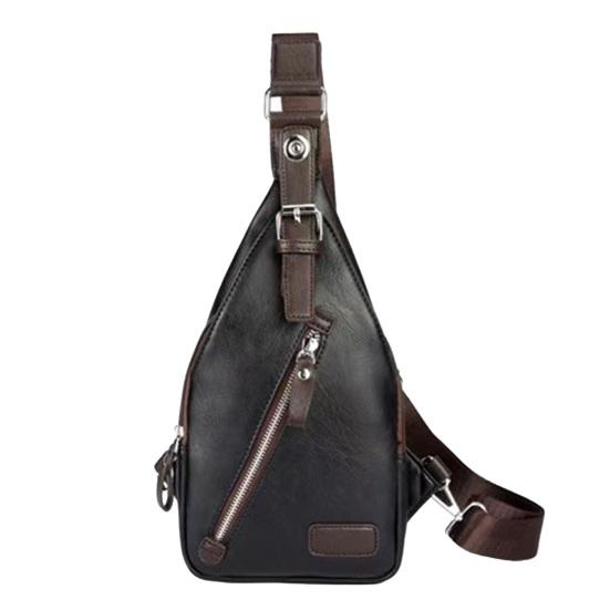 

Men Sling Backpack Retro Faux Leather Chest Bag Crossbody Purse Strap for Commuting with Adjustable Shoulder чёрный