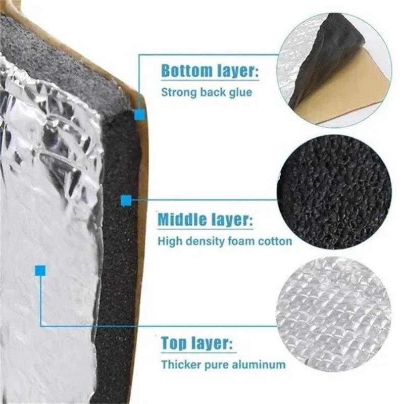 5/1Pcs Noise Insulation Mat For Cars Aluminum Foil Foam 25x18cm Anti Heat Waterproof Sound Deadener Mat For Car Engine Hood Door