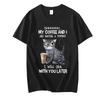 Coffee Cat Print Women Clothes Angry Cat Lover Female Tops Tee Tshirt Fashion Anime Cartoon Tees Ladies Graphic T-Shirt Y2k Tops