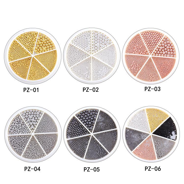 6-Grid Mixed Metal Nail Art Steel Balls Turntable