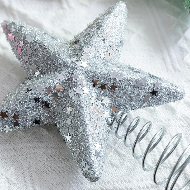 1PC Glittered Tree Topper Diamond Dust Star Decor Foam Christmas Star Holiday Tree Topper