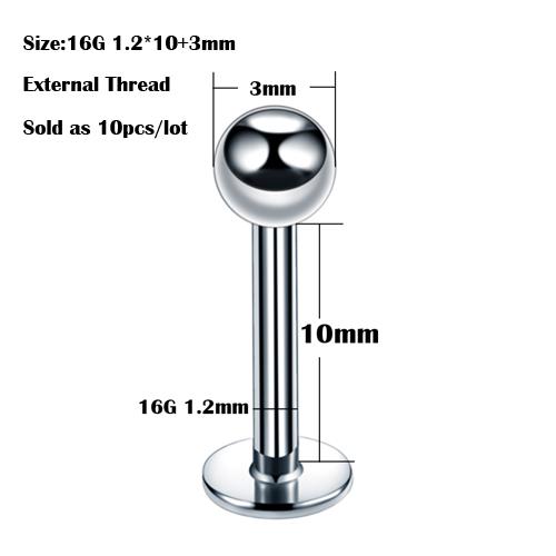 10Pcs/20Pcs/50Pcs G23 Titanium Labret Piercing Internal & External Design Lip Piercing Labret Stud Cartilage Helix Piercing
