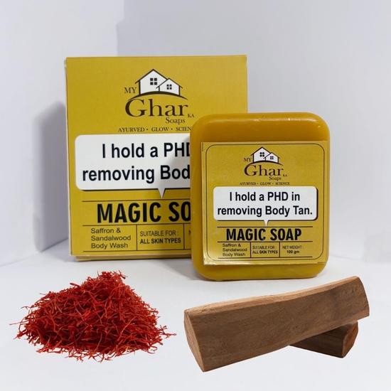 

My Ghar kaSoap Sandalwood & Saffron Magic Soap For Bath, Paraben Free,Chandan & Kesar Bath Skin Brightening Soap For Men & Women