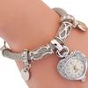Women Fashion Bracelet Watches Heart-Shaped Dial Clock Quartz Watches with Jewelry Clasp