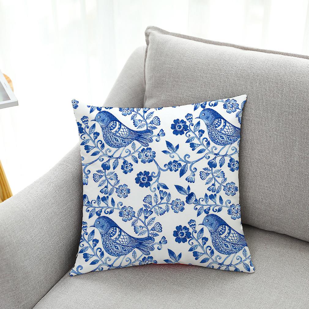 Blue and White Porcelain Printed Pillowcase Sofa Car Cushion Home Decoration