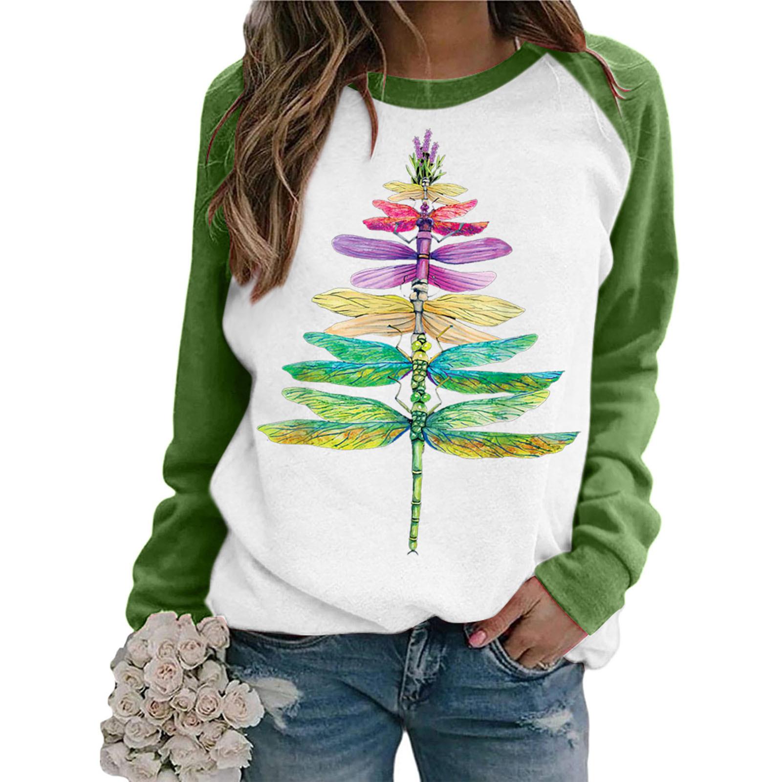 

Женская толстовка с длинным рукавом с рождественским принтом реглан, пуловер, рубашка, верхняя блузка