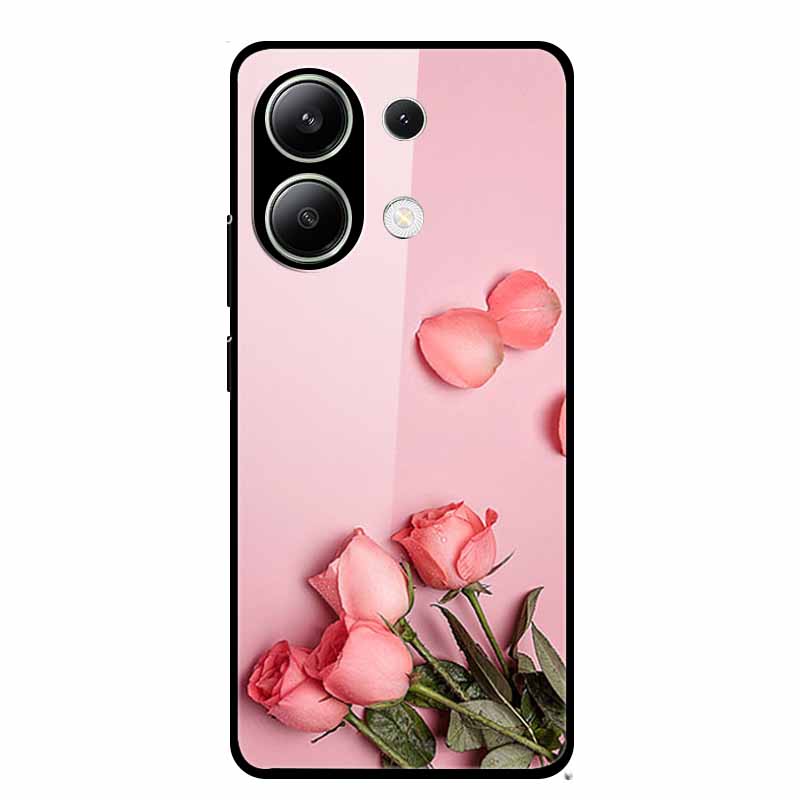 Glass Back Cover For Xiaomi Redmi Note 13 Case Note13 Pro Coque Hard Tempered Glass Case For Redmi Note 13 Pro Case Soft Bumper