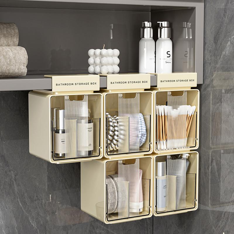 Transparent Bathroom Cotton Stick Makeup Cotton Bathroom Pull-Out Storage Drawer Style Storage Box Under The Mirror Cabinet