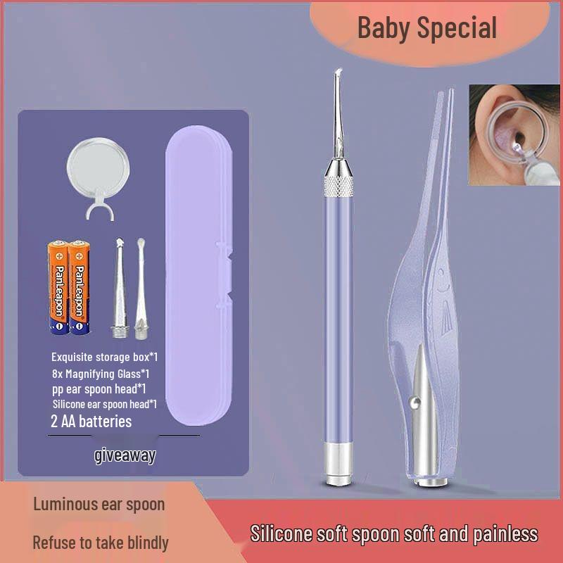 Baby Earwax Removal Tool: Soft-Headed Ear Pick with Light for Infants and Toddlers