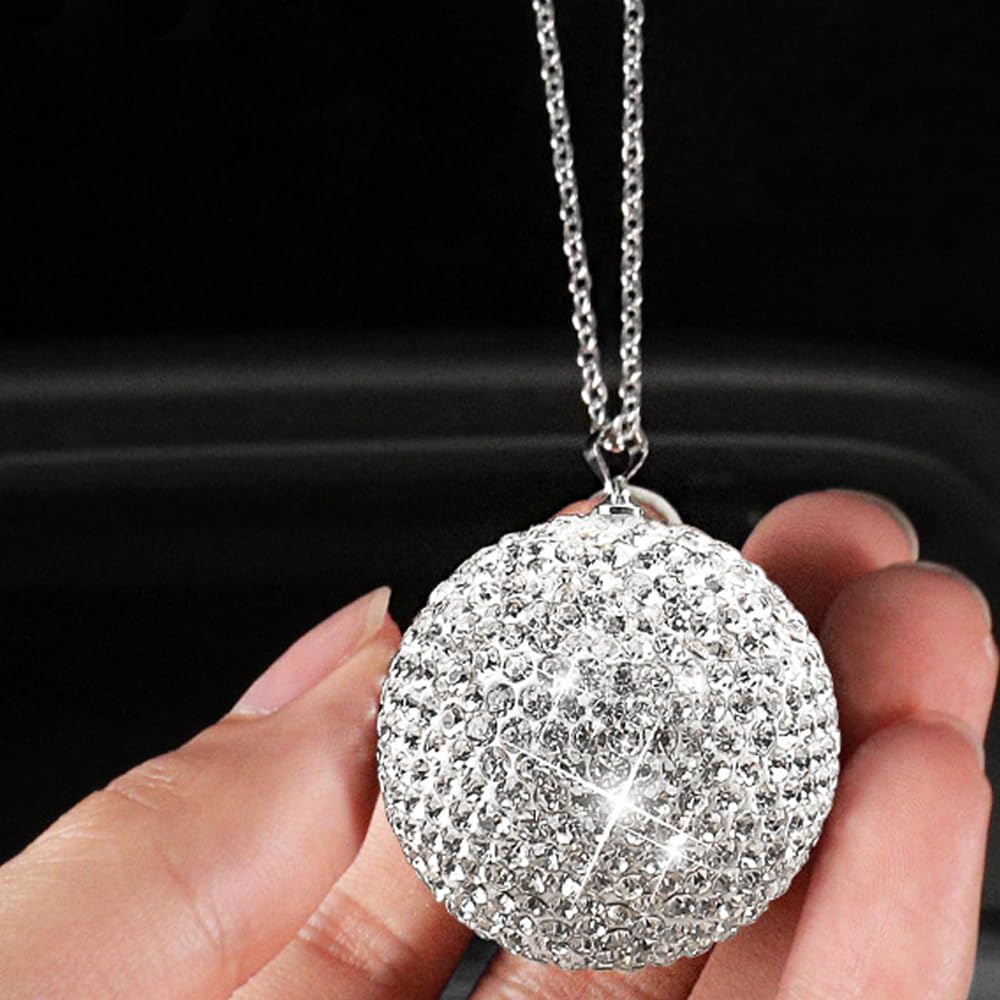 Tpnidaii Auto Zrcátko Zadní Pohled Kulatý Tvar Přívěsek Dekorace Dekorace Příslušenství Dekorace Třpytky (Světle modrá)