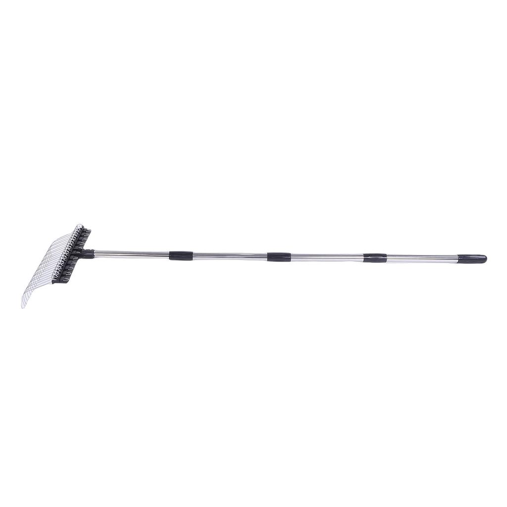 Laubrechen 22 Zinken 16,3 Zoll Breit Stahl Draht Gartenrechen mit 5,2FT Griff für Rasen Garten Mulch Rasenfilz