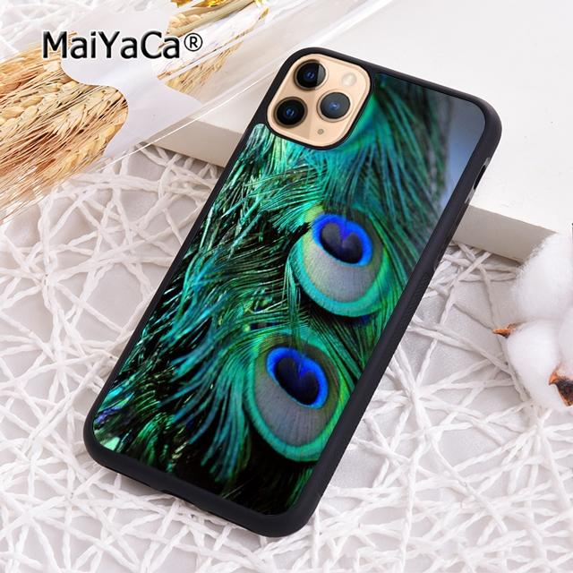 MaiYaCa Turquoise Stone Flora Peacock Feather Phone Case For iPhone 17 Air 16 pro max 15 14 plus 12 13 Cover coque