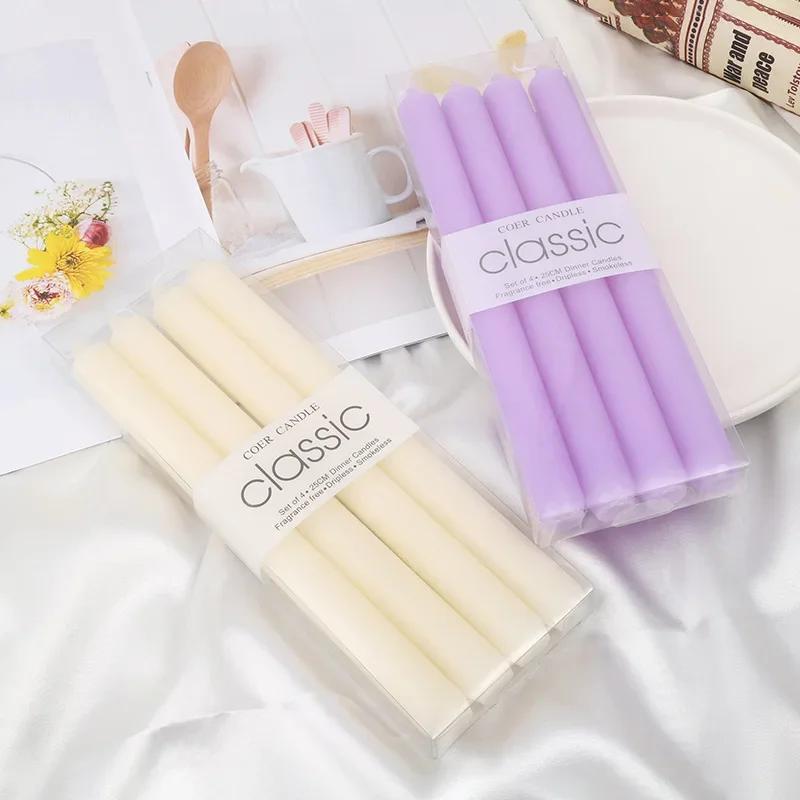 European Minimalist Solid Color Candle Long Straight Pole Pearl Design Home Wedding Dinner Decor Western Style Candle Ornament