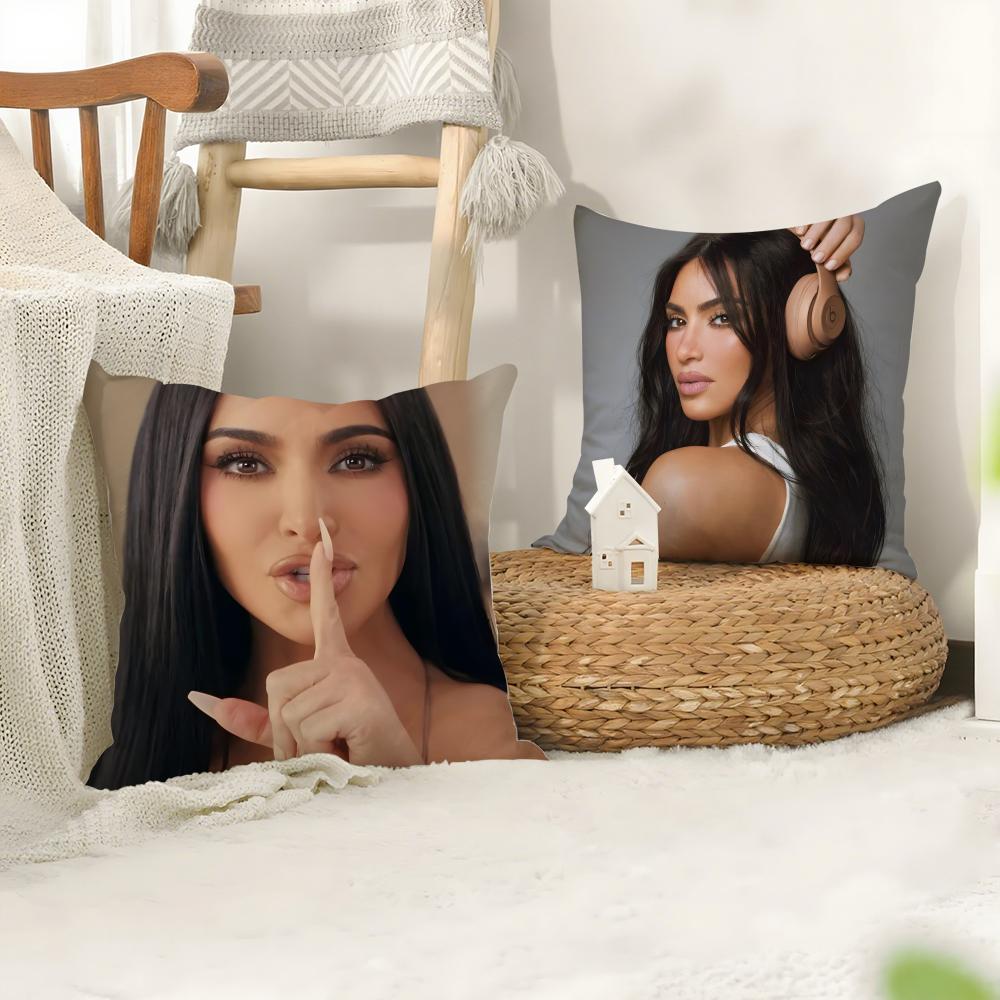 K-Kim Kardashiann Star Cushion Cover Plush Fabric Soft Double-Sided Printed Sofa Warm Winter Home Child Gift Pillow Case