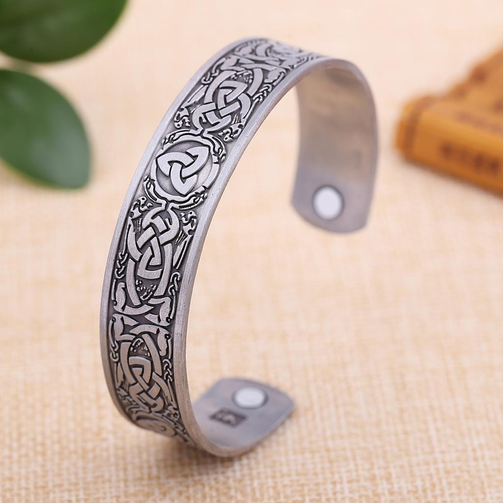 Talisman Gesundheitsarmbänder Lebensbaum Glücksknoten Runen Dreifaltigkeit Magnetische Armspangen Damen Herren Verstellbares Armband