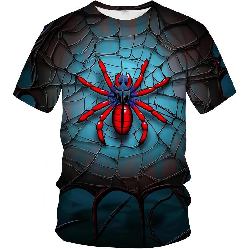 Street Fashion Men's Clothing 3D Digital Printing Spider Graphic T-shirt Round Neck Short Sleeved New In Tops Funny T-shirts Men
