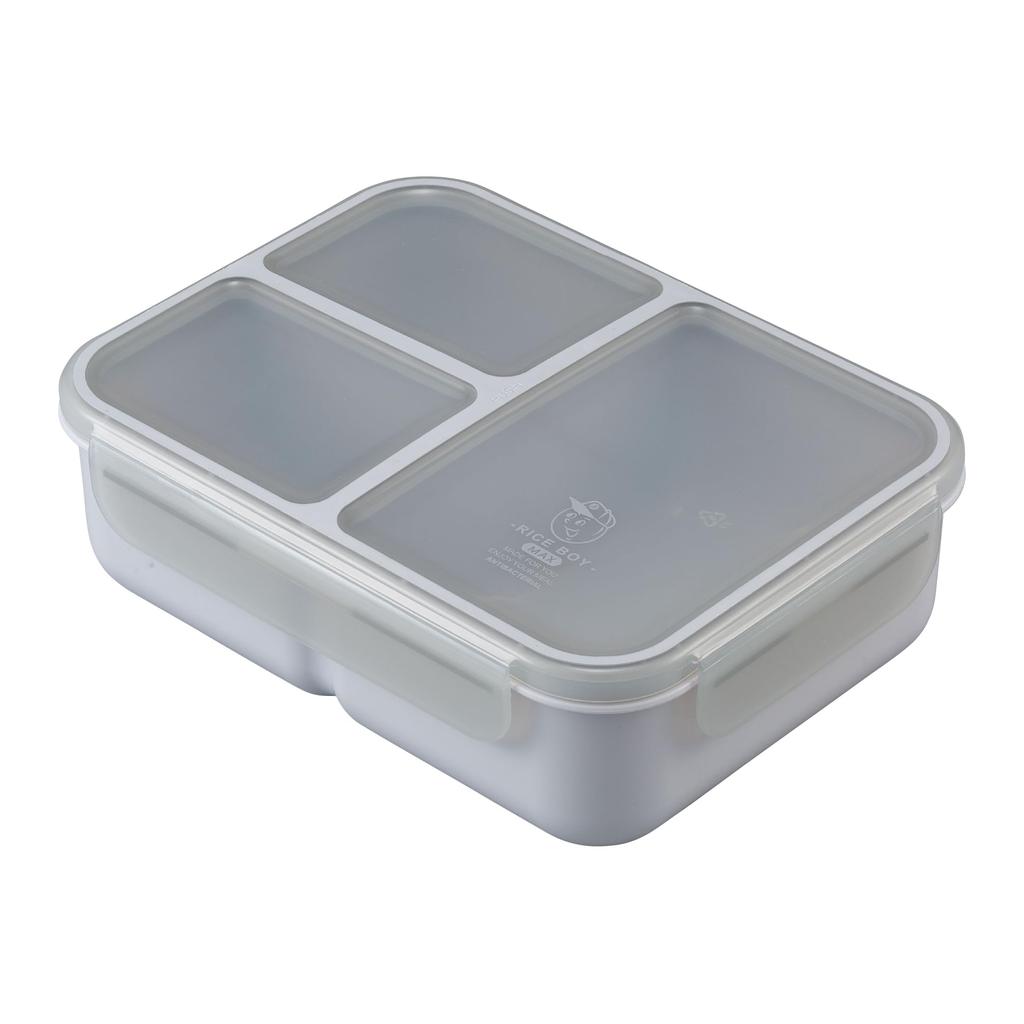 CB Japan Rice Boy MAX Bento Light Secure with Double Sealing to Prevent DSK Box, 1600ml, Antibacterial, Gray, 4-Point Locking, Leaks,
