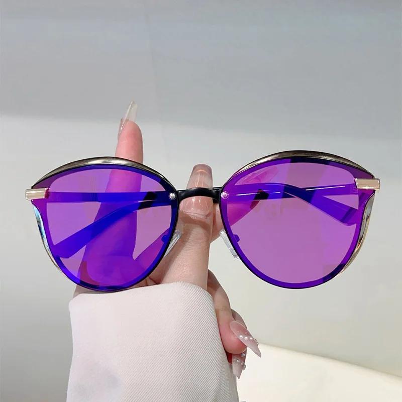 

Big Frame Cat Eye Sunglasses Women For Men Vintage Sun Eyeglasses Luxurious Brand Style Designer Punk Popular Metal Material Travel Shades UV400