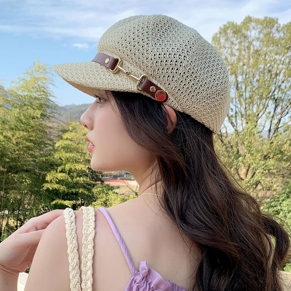 Summer British Outing Hollow Retro Octagonal Hat Children's New Sunscreen Versatile Duck Tongue Newsboy Hat Painter Hat