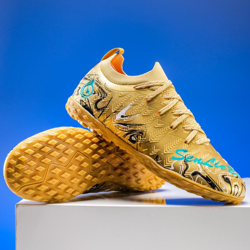 Men's High Top Football Boots Rubber Soft Sole Short Spikes Artificial Turf Leather Youth Children's Football Boots