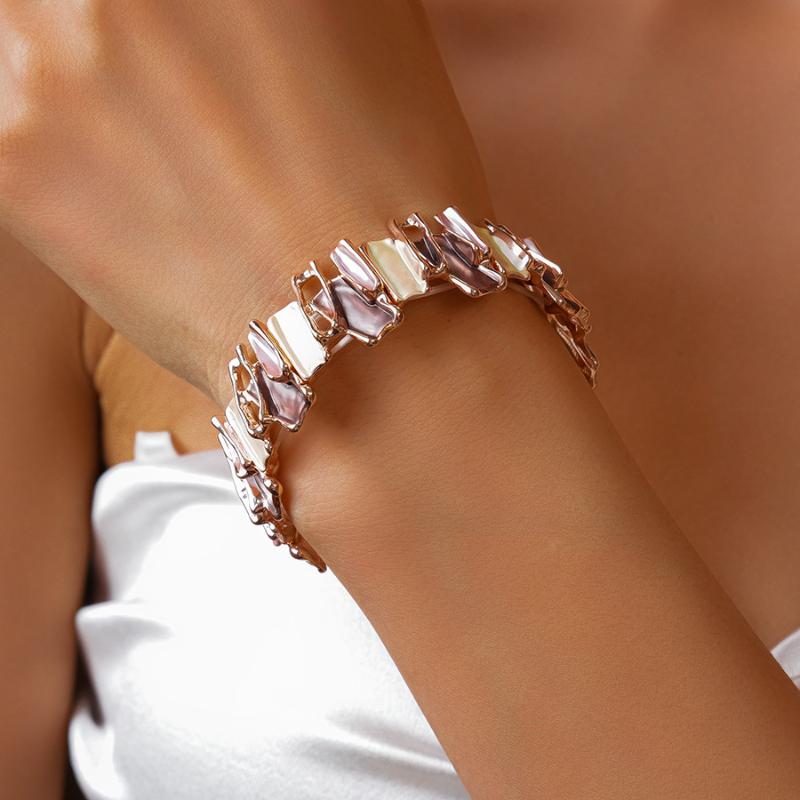 Drip Oil Geometric Elastic Bracelet Retro  Unique Hollow Out Irregular Splicing Women'S Bracelet Jewelry Accessories Gift
