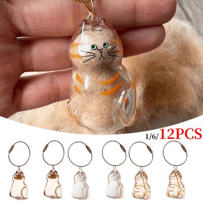 Cat Keychain Pendant Backpack Ginger Cat Siamese Calico CatHair Storage Box Hanging Cat Bag Hanging Pet Hair Grooming Souvenirs