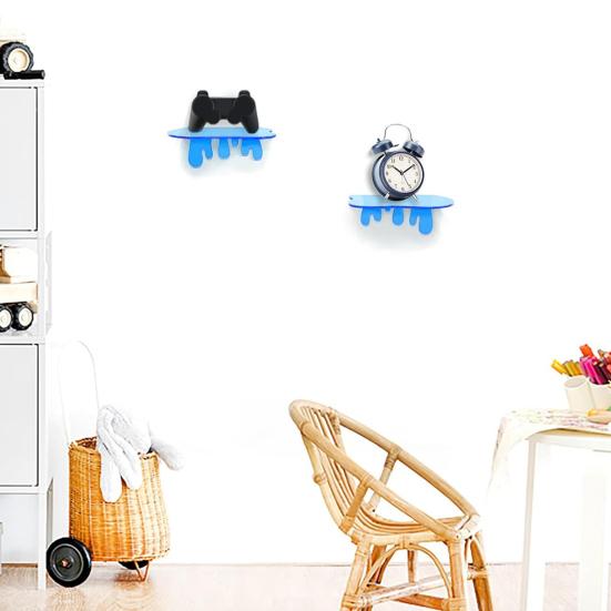 2Pcs Wall Mount Storage Shelf Strong Load-bearing Simple Installation Wall Floating Shelf Organizer Display Rack