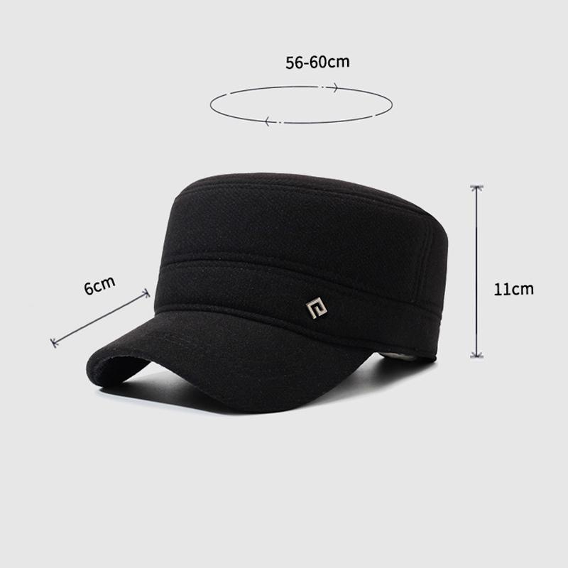 Men's Autumn Winter Hat Warm Cap Middle-Aged and Elderly Winter Ear Protection Flat Cap Outdoor Velvet Thick Cotton Cap