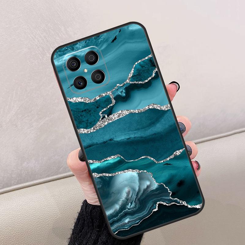 Teal Blue Gold Agate Marble For Honor Magic 8 Pro 6 7 Lite Case For Honor Win RT 400 200 50 70 90 X8c X8b X9a X9b X9c X9d