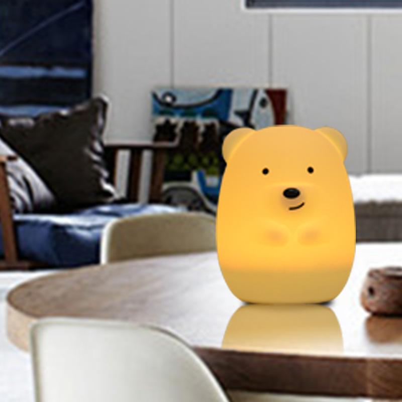 Medium Bear Colorful Color-changing LED Light Silicone Night Light Pat USB Rechargeable Lamp Bedside Decoration Atmosphere Light