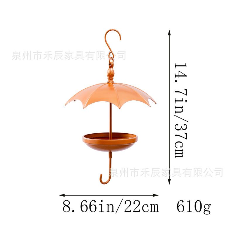 Umbrella Shaped Bird Feeder Hanging Outdoor Garden Bird Feeding Station Patio Yard Decorative Metal Craft with Hook for Birds
