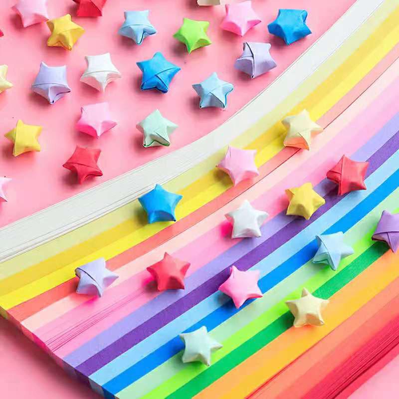 DIY Origami Rainbow Paper Strips for Lucky Stars