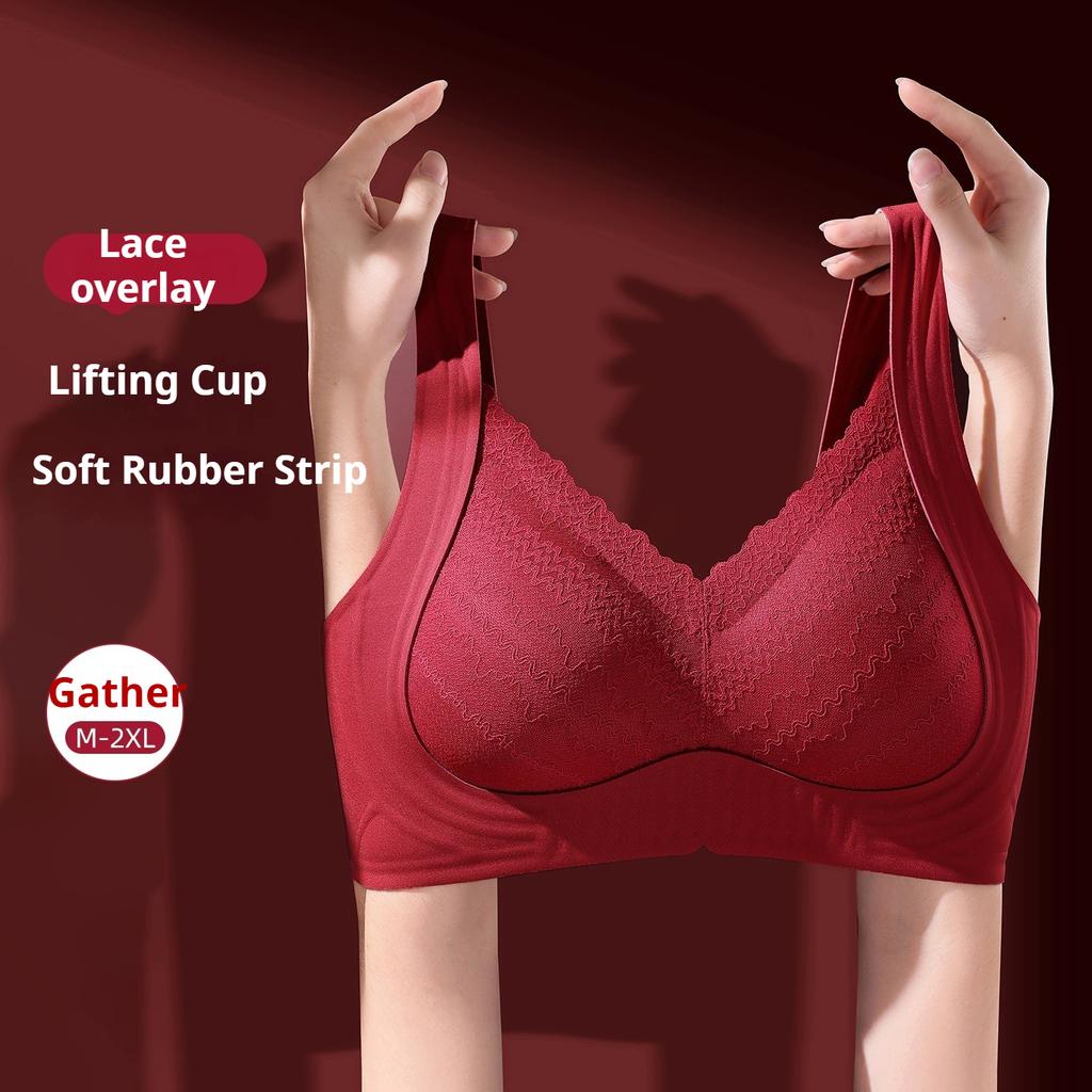 Seamless Soft Support Lace Lifting Bra Comfortable and Push-up Jelly-like Cup Bra