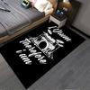 "Black Drum Kit Carpet with 'I Drum Therefore I Am' Lettering Print" Suitable for use as an anti-slip for living room bedroom sofas