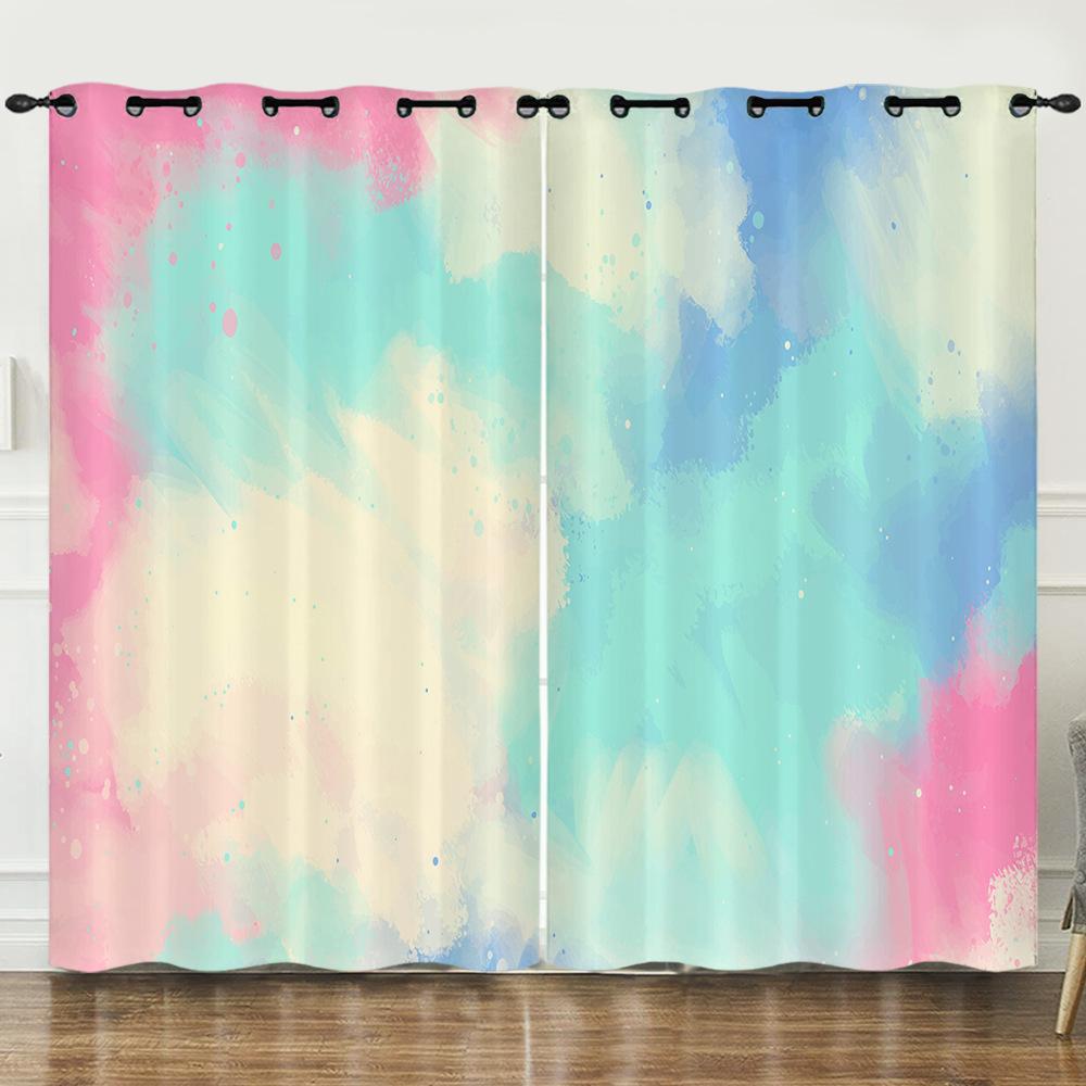 Curtain Color Highlight 3D Digital Printing Blackout Curtain Punching