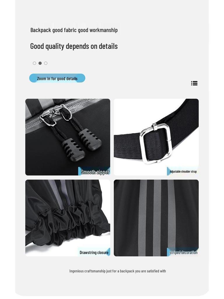 Lightweight Water-Repellent Striped Nylon Drawstring Bag - Spring Outdoor Sports & Gym Backpack