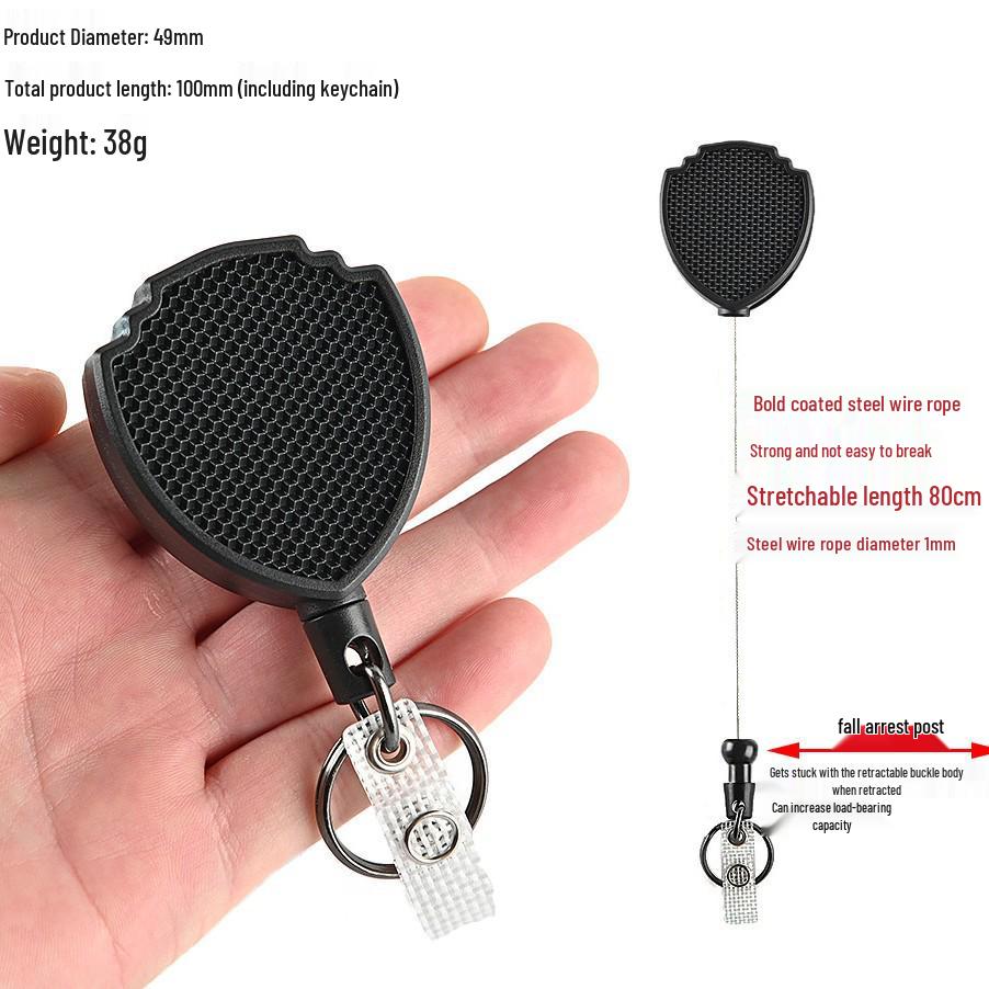 Honeycomb Steel Wire Retractable Keychain with Clip - Anti-theft, High Rebound, Easy Pull Rope
