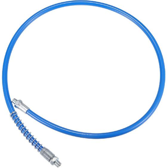 1Pc 37 Inch Universal 1/8" NPT Grease Gun Flex Hose - Trailer Flex Grease Hose Extension Non-Slip - Metal Blue