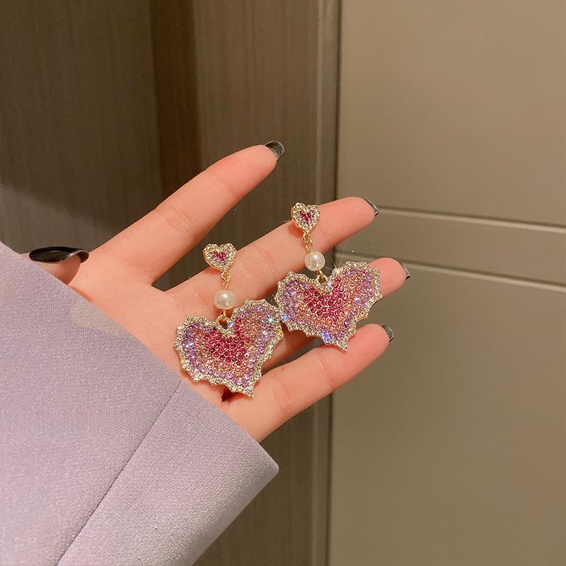 Europäischer & Amerikanischer Übertriebener Design Lange Quaste Blume Ohrringe in Lila/Silber für Frauen