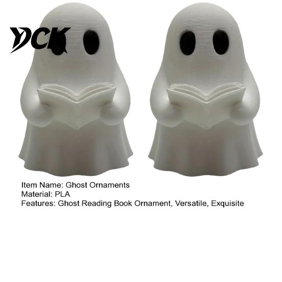 Desktop Ornaments for Halloween Mini Ghost Reading Book Ornament, 3D Printed Cute Little Figurines Home Decor Figurine, Durable PLA Creative