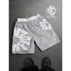 Shorts Streetwear Oversized Masculino Marca Estampa Puff 3D Gráfico de Letra Poliéster Cinza Multicor Shorts Casuais