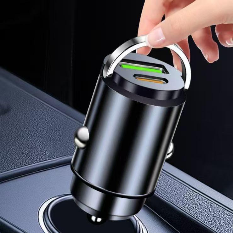 Hidden Turbo Alloy Car Charger QC3.0 PD 30W Universal Mini Charger