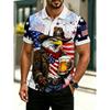 Men's Outdoor Polo Shirt with Printed Patriotic Eagle Denim Graphic