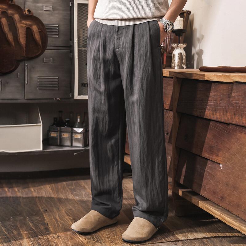 

Мужские ретро брюки прямого кроя из смеси лиоцелла и льна, свободного покроя 3XL