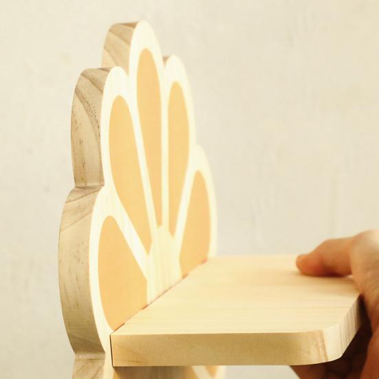 Yousheng Decorative Floating Shelf Flower Shape Wall Shelf Wooden Wall Plant Holder Crystal Display Shelf for Figurines Home Decorations Storage